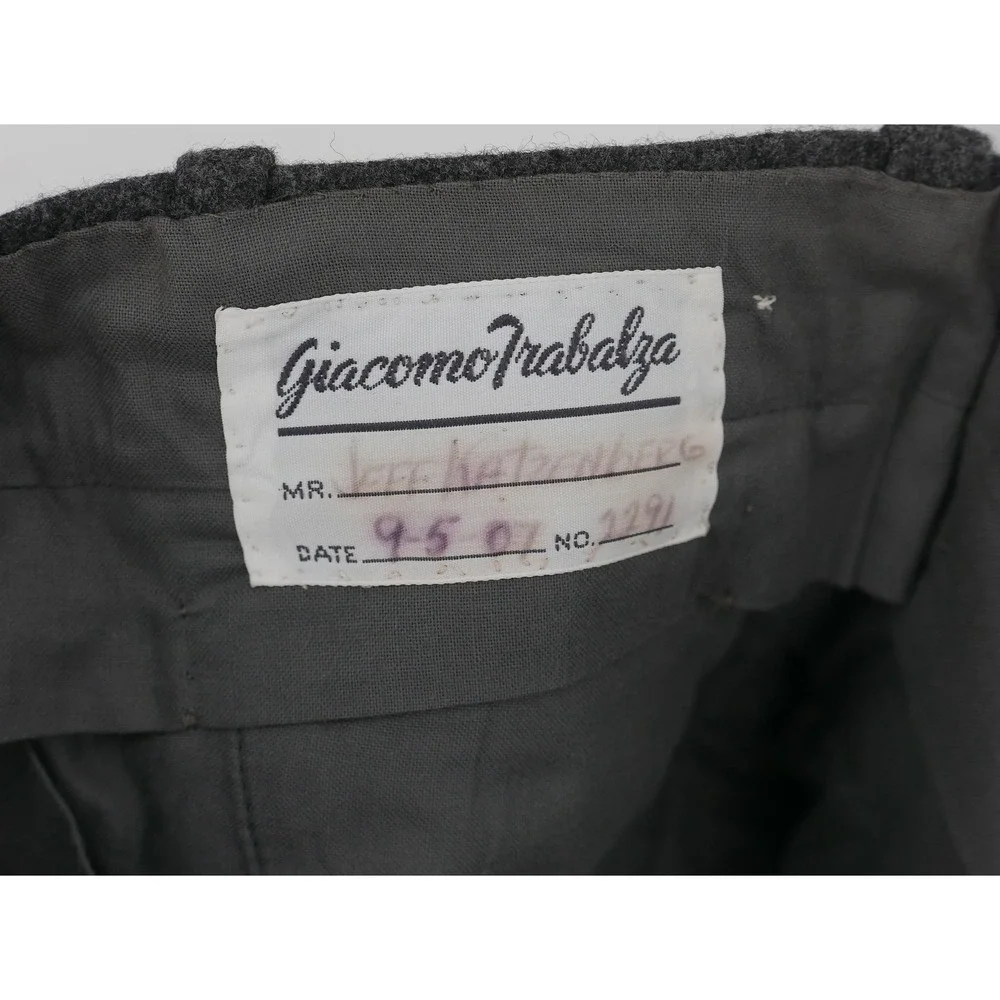 Giacomo Trabalza Dress Pants Gray Wool Flannel Pleated Cuffed Men's 30x30
